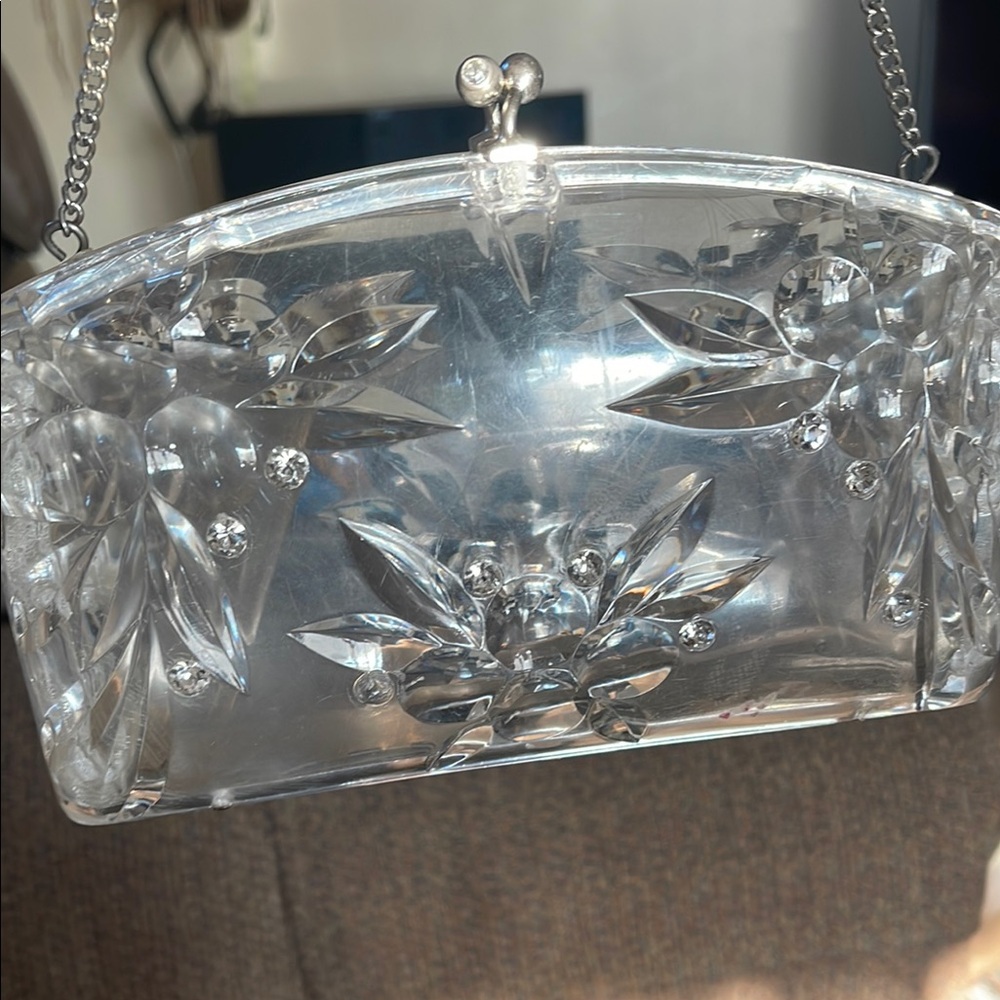 Elegant Clear Lucite Clutch with Chain
